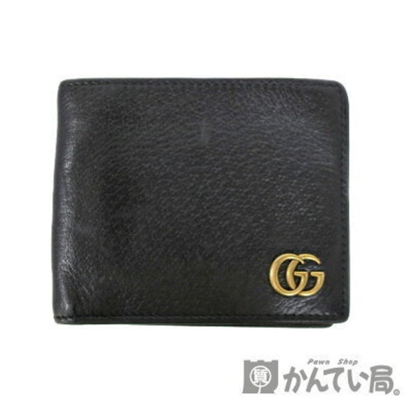 Gucci Bifold Wallet Black Leather GG Marmont - Picture 1 of 6